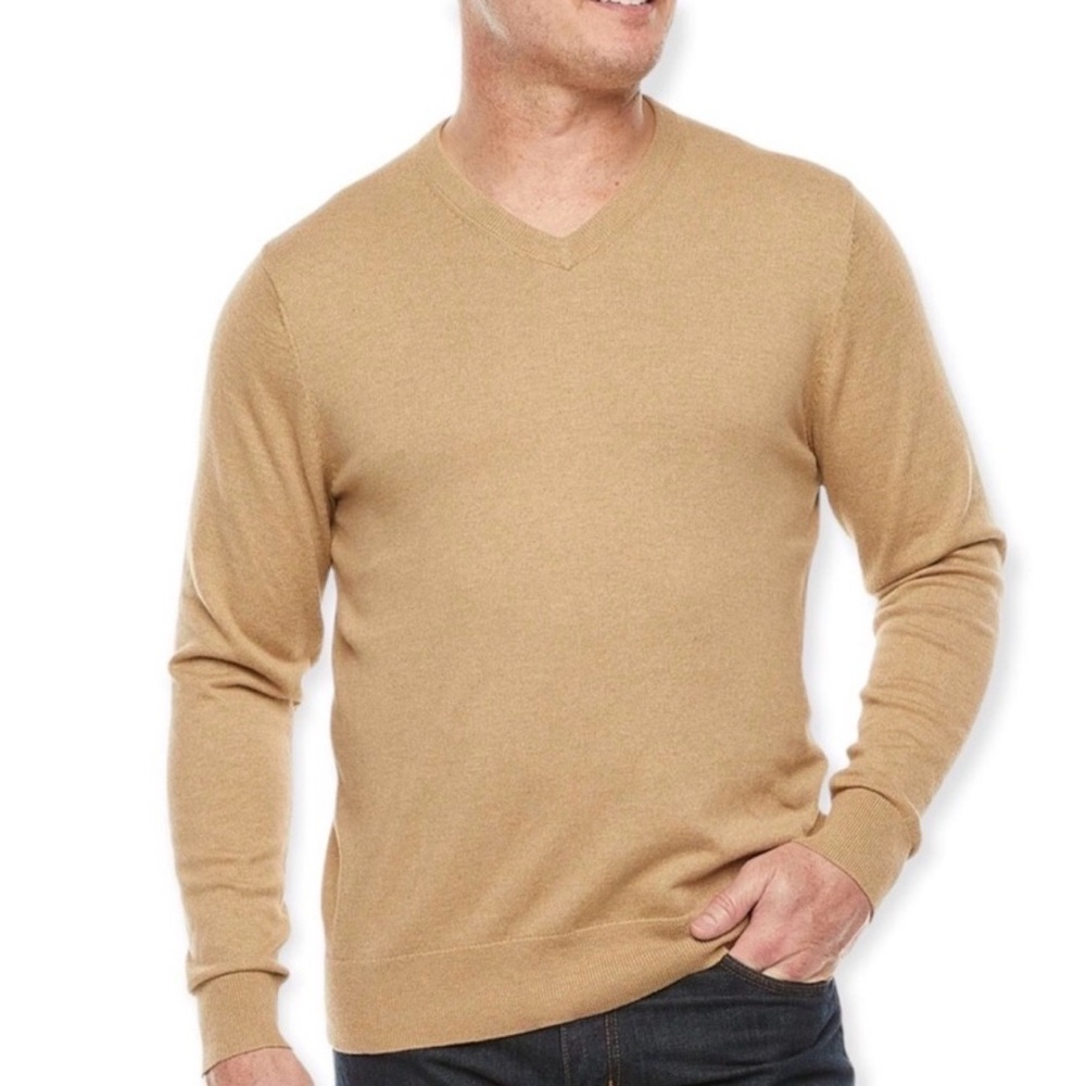 St. John's Bay Mens Sun Bronze Heather Sweater Size XXL V-Neck Grunge Preppy VTG